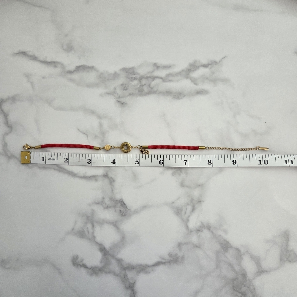 Adjustable Lucky Red Cord & Gold Charm Anklet - Picture 11 of 12